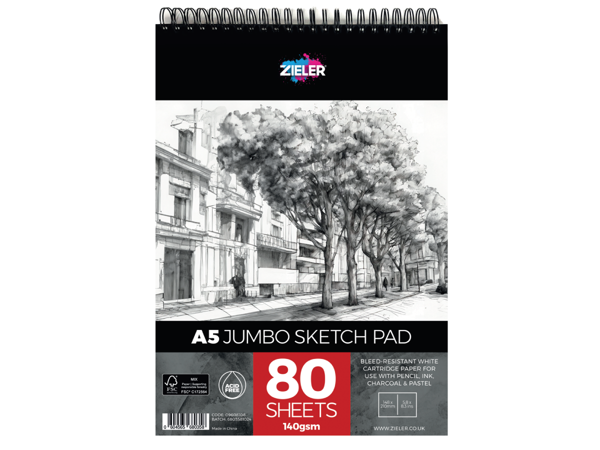 ZIELER JUMBO SKETCH PAD A5 80VEL RINGBAND 140GRAM 1