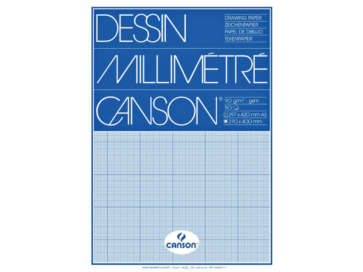 CANSON MILLIMETERBLOCK 90G/M²  A3 50BL. BLAU 1