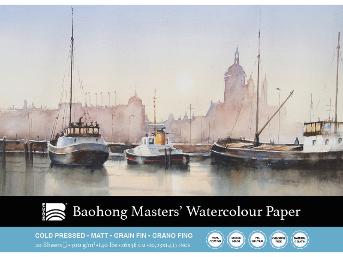 BAOHONG AQUARELLPAPIER 26X36CM 300GR MATT 20BLATT 1
