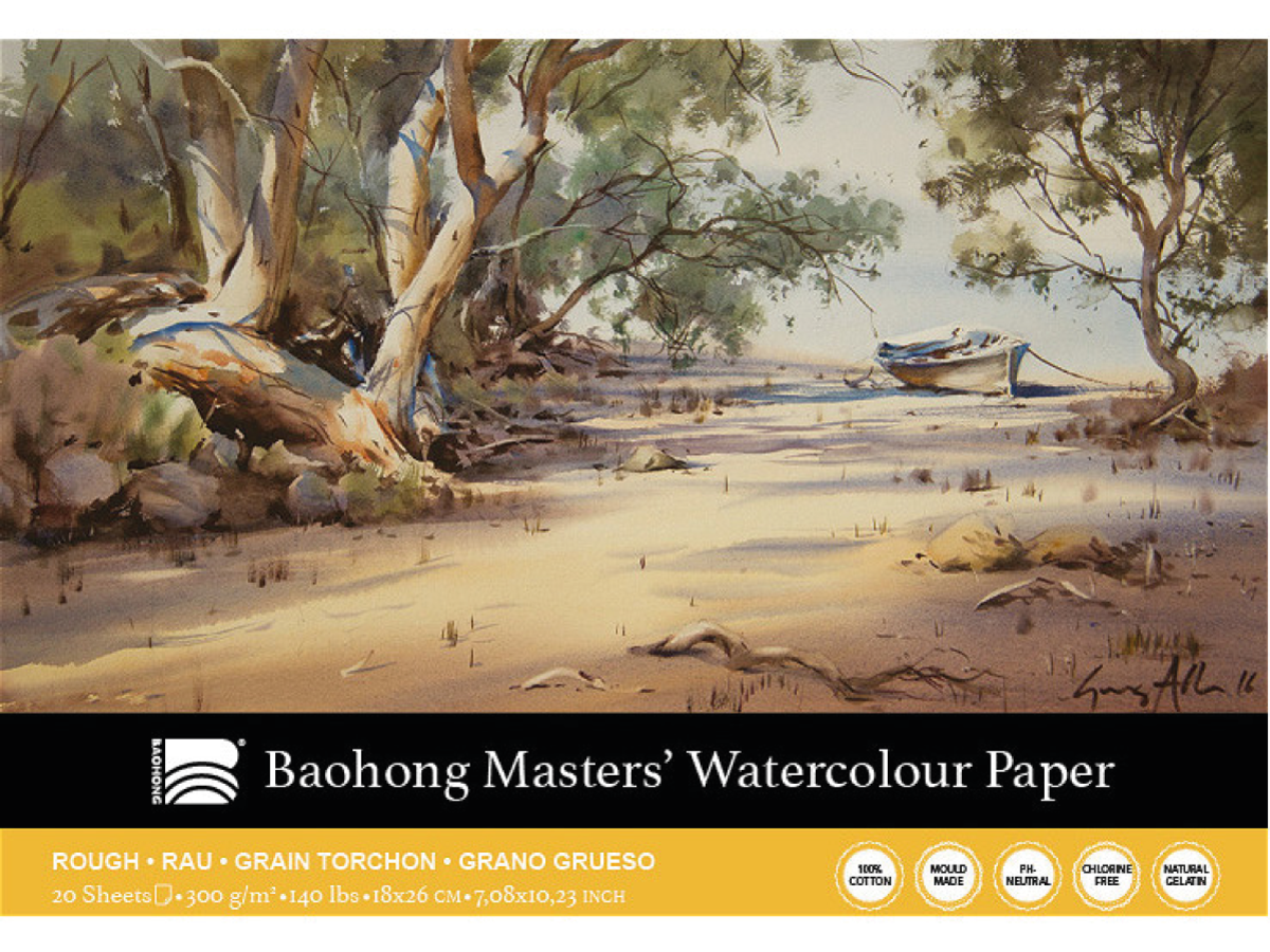 BAOHONG AQUARELLPAPIER 18X26CM 300GR RAU 20BLATT 1