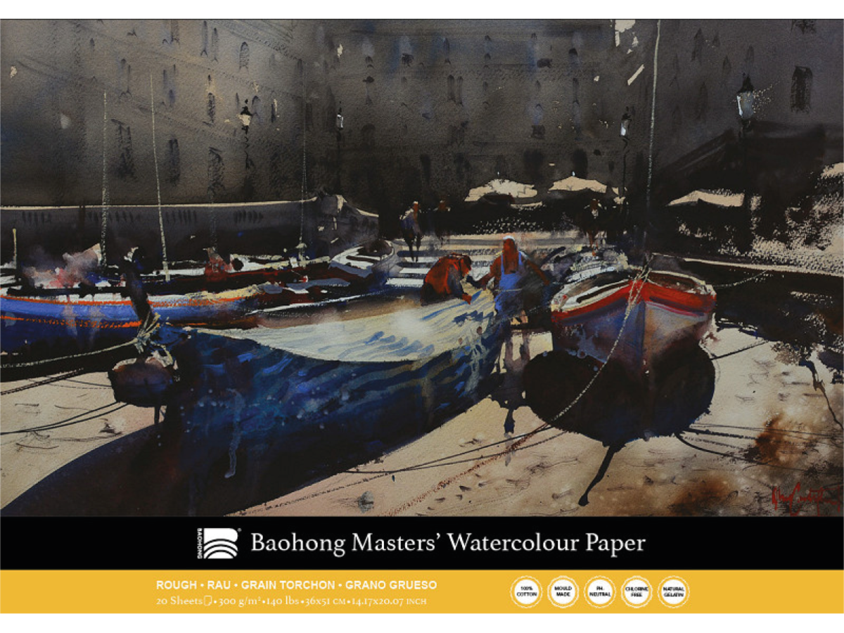 BAOHONG AQUARELLPAPIER 36X51CM 300GR RAU 20BLATT 1