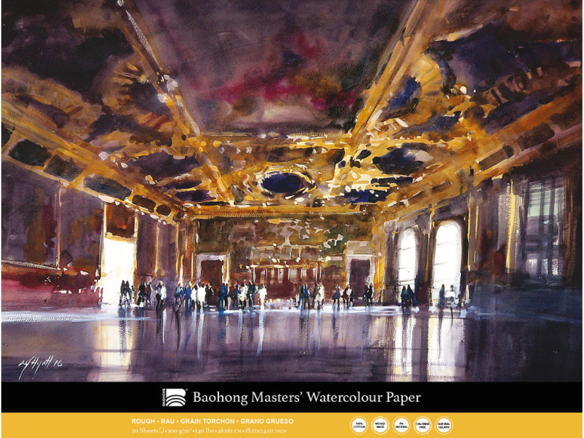 BAOHONG AQUARELLPAPIER 46X61CM 300GR RAU 20BLATT 1