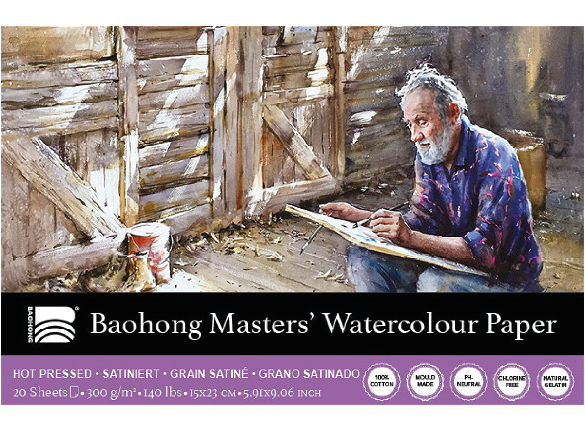 BAOHONG AQUARELLPAPIER 15X23CM 300GR SATINIERT 20BLATT 1