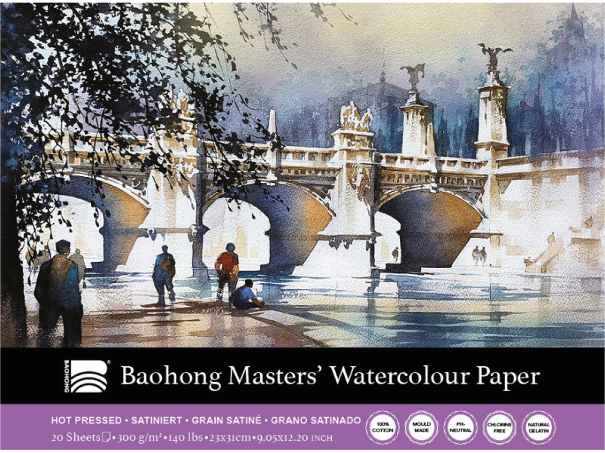 BAOHONG AQUARELLPAPIER 23X31CM 300GR SATINIERT 20BLATT 1