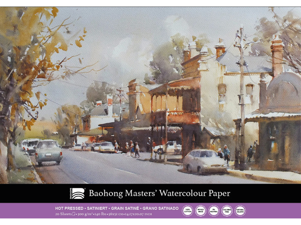 BAOHONG AQUARELLPAPIER 36X51CM 300GR SATINIERT 20BLATT 1
