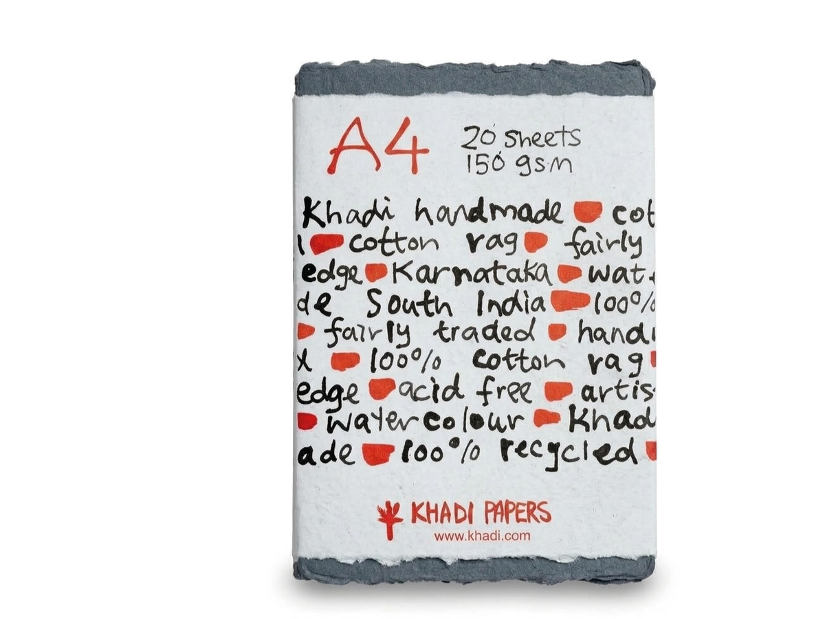 GREY RAG PAPER HANDGESCHÖPFT A4 150G MEDIUM 20 BLATT DARK GREY 1