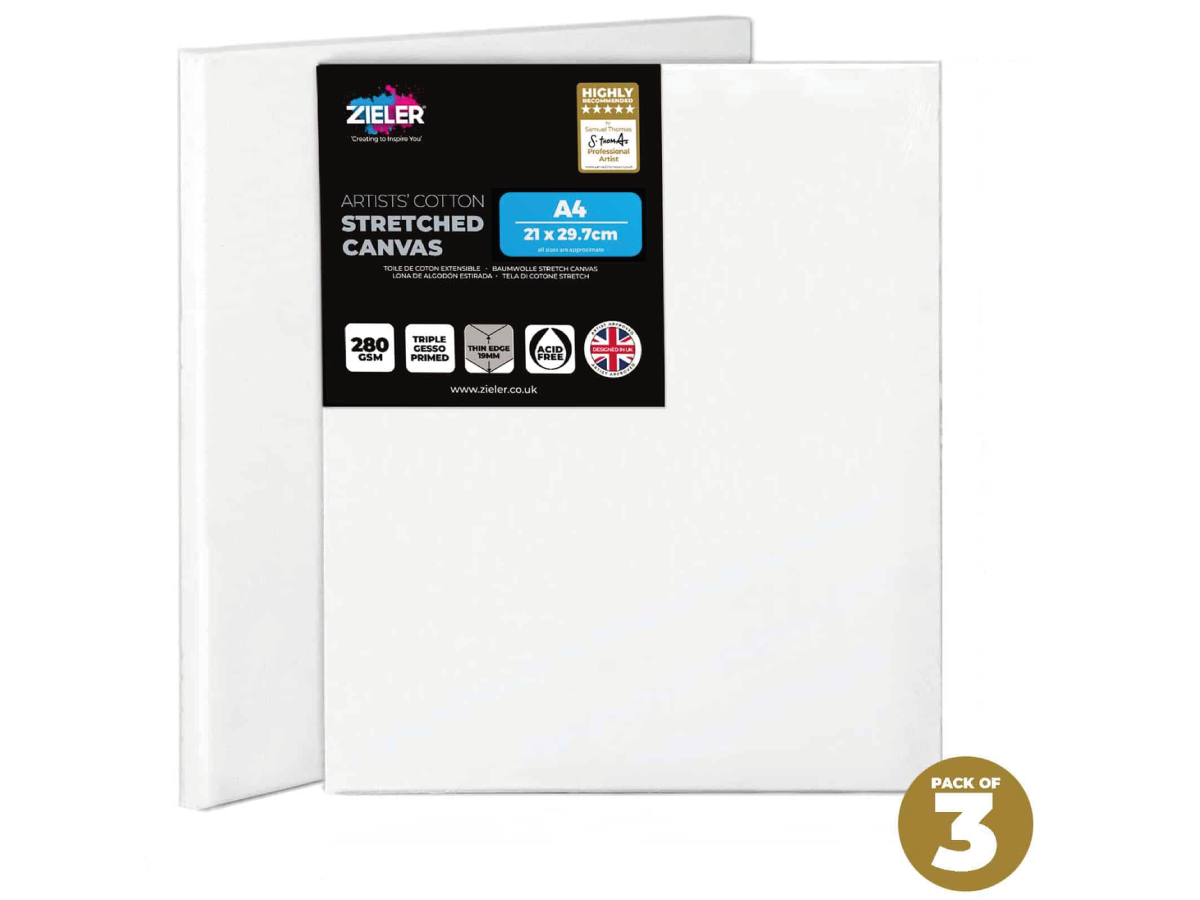 ZIELER PREMIUM KATOEN SCHILDERSDOEK A4 SET 3X 1