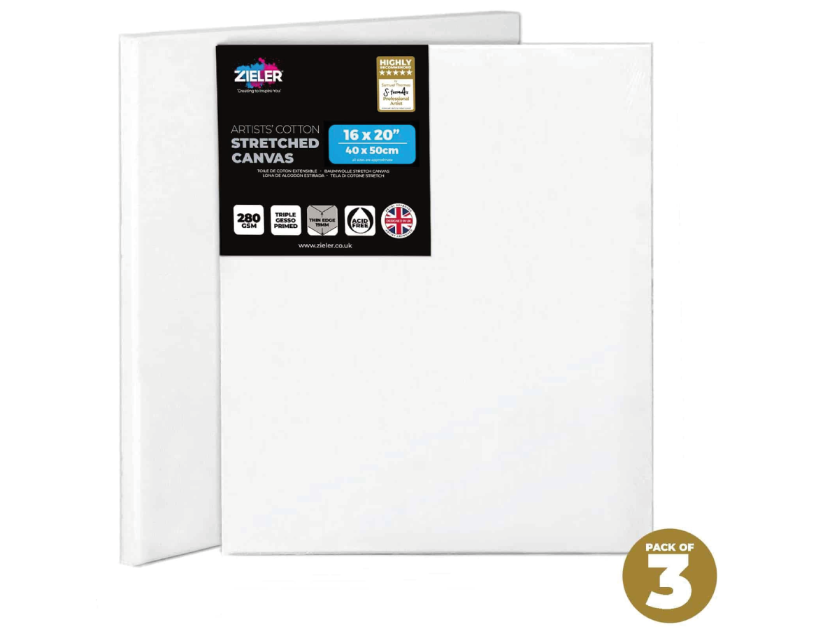ZIELER PREMIUM KATOEN SCHILDERSDOEK 40X50CM SET 3X 1