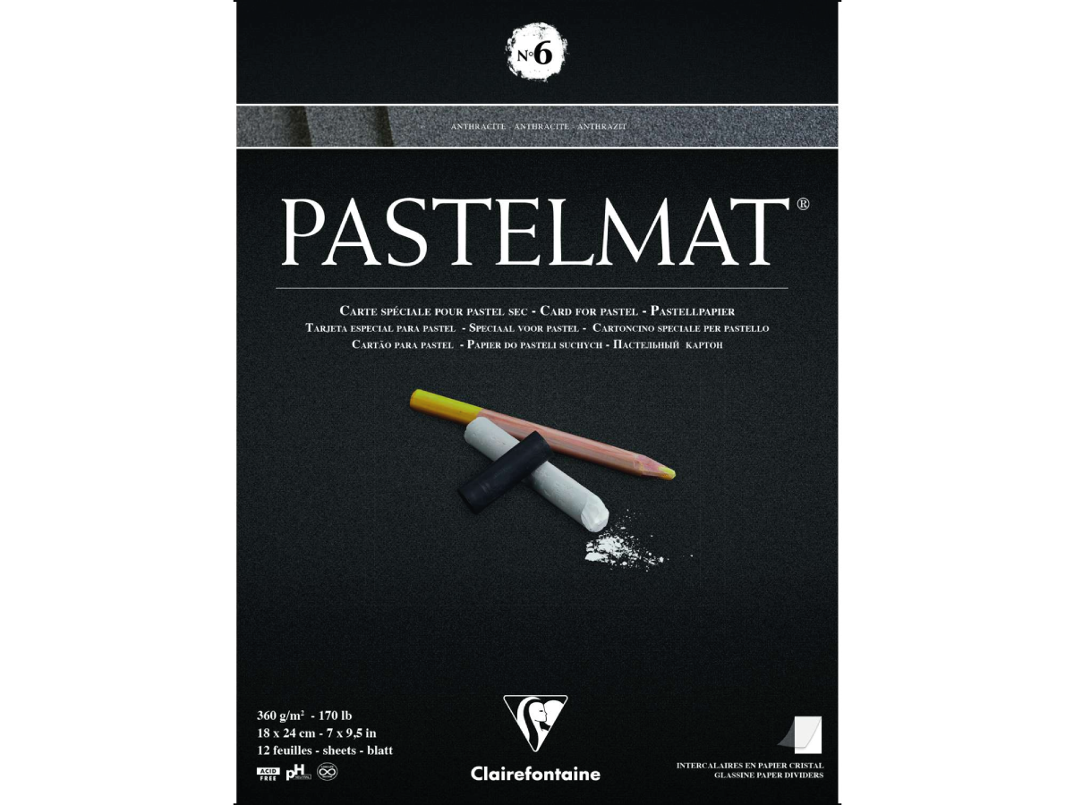 CLAIREFONTAINE PASTELMAT BLOCK NR.6 18X24CM 360GR ANTHRAZIT 12 BLÄTTER 1