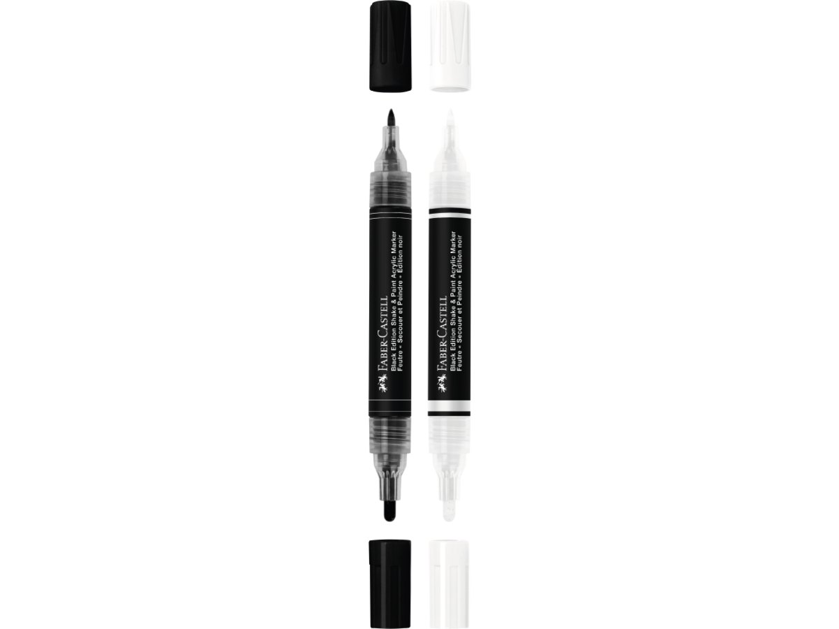 FABER-CASTELL SHAKE & PAINT BLACK EDITION ACRYLIC MARKERSET 2X 1
