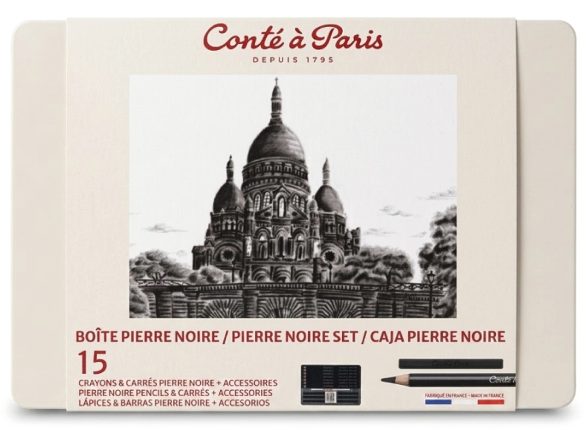 CONTÉ À PARIS PIERRE NOIR SET IN METALLBOX 15 TEILIG 1