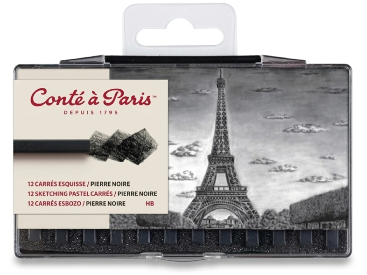 CONTÉ À PARIS CARRÉ PASTELLKREIDEN SET NOIR HB 12X 1