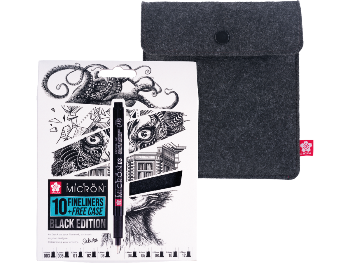 SAKURA PIGMA MICRON BLACK EDITION SET 10X FINELINER + ETUI 1