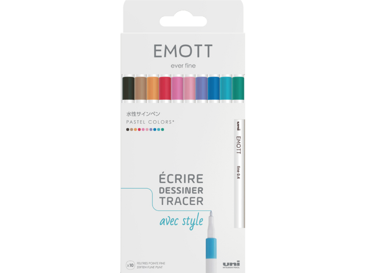 UNI-BALL EMOTT FINELINERSET PASTEL COLORS 10X 1