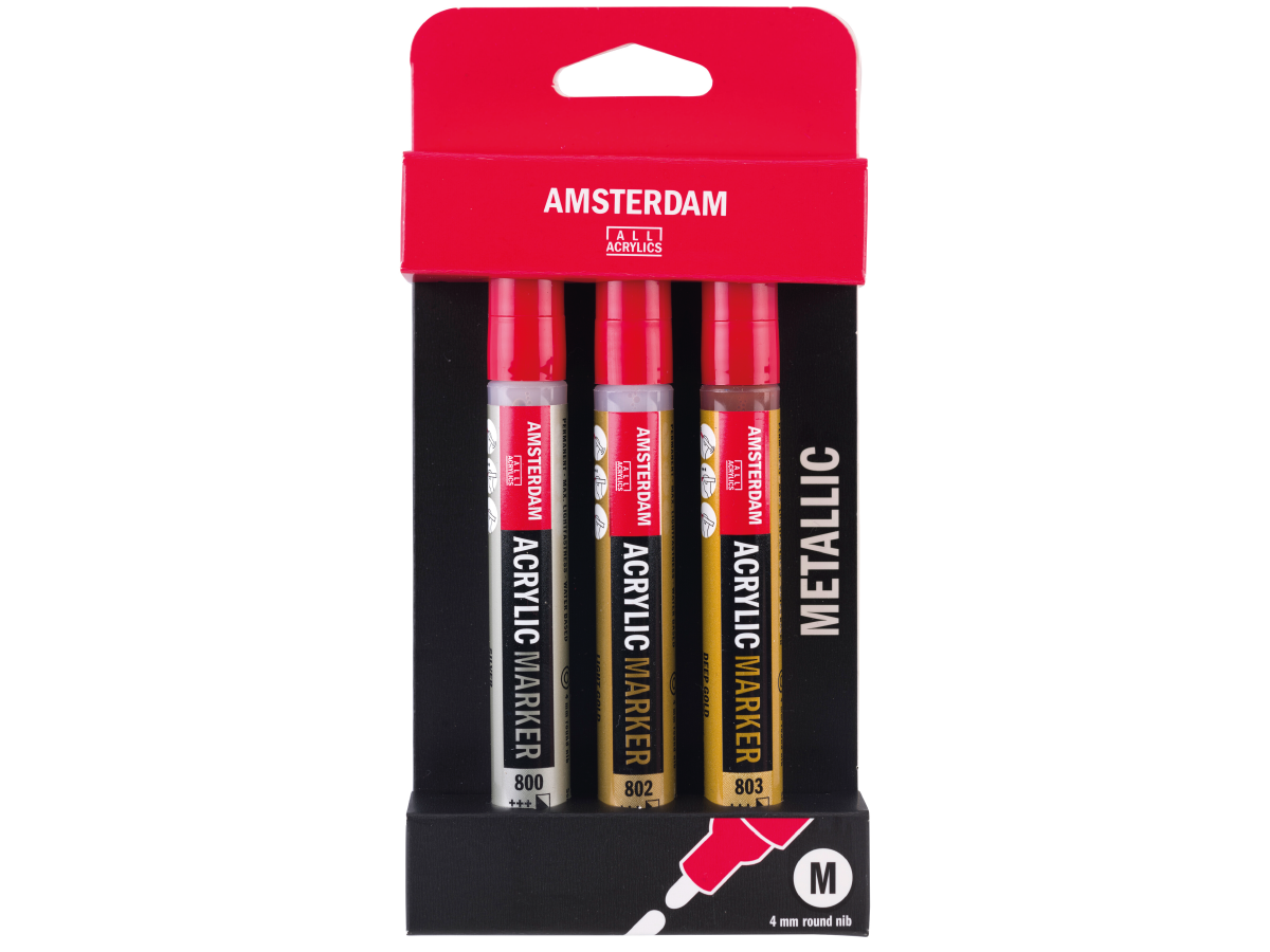 AMSTERDAM ACRYL MARKER SET 3 STÜCK METALL 1