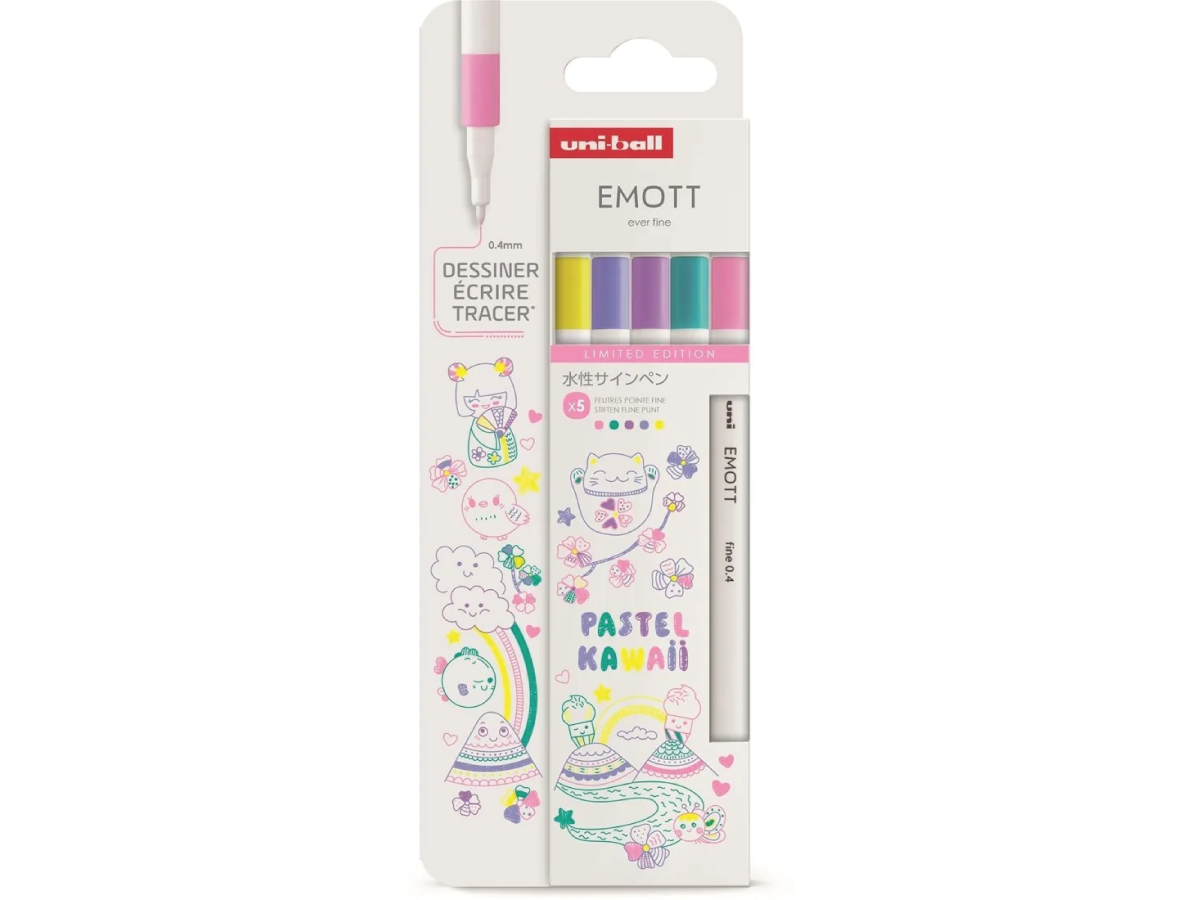 UNI-BALL EMOTT FINELINER SET PASTEL KAWAI 5X 1