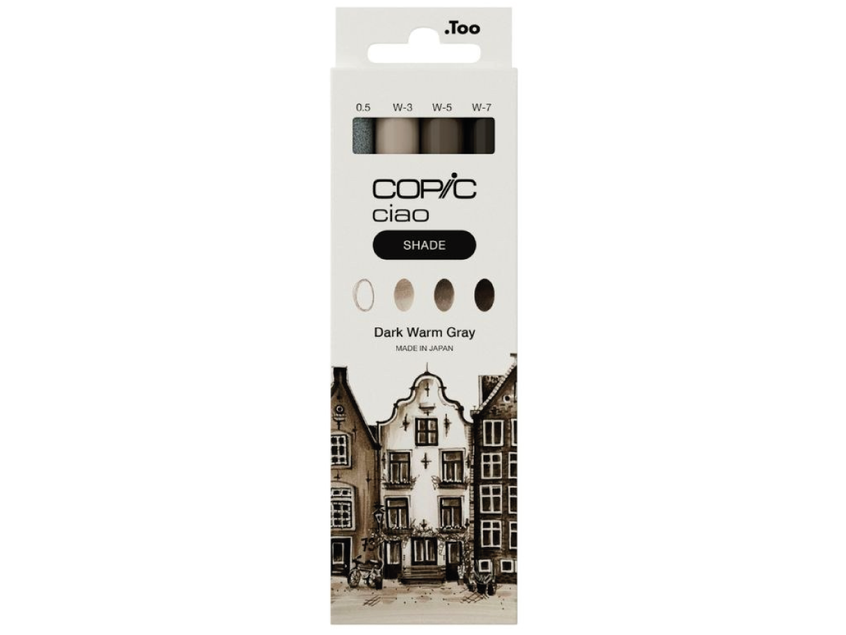 COPIC CIAO MARKERSET DARK WARM GREY SHADE 3+1 MULTILINER 1