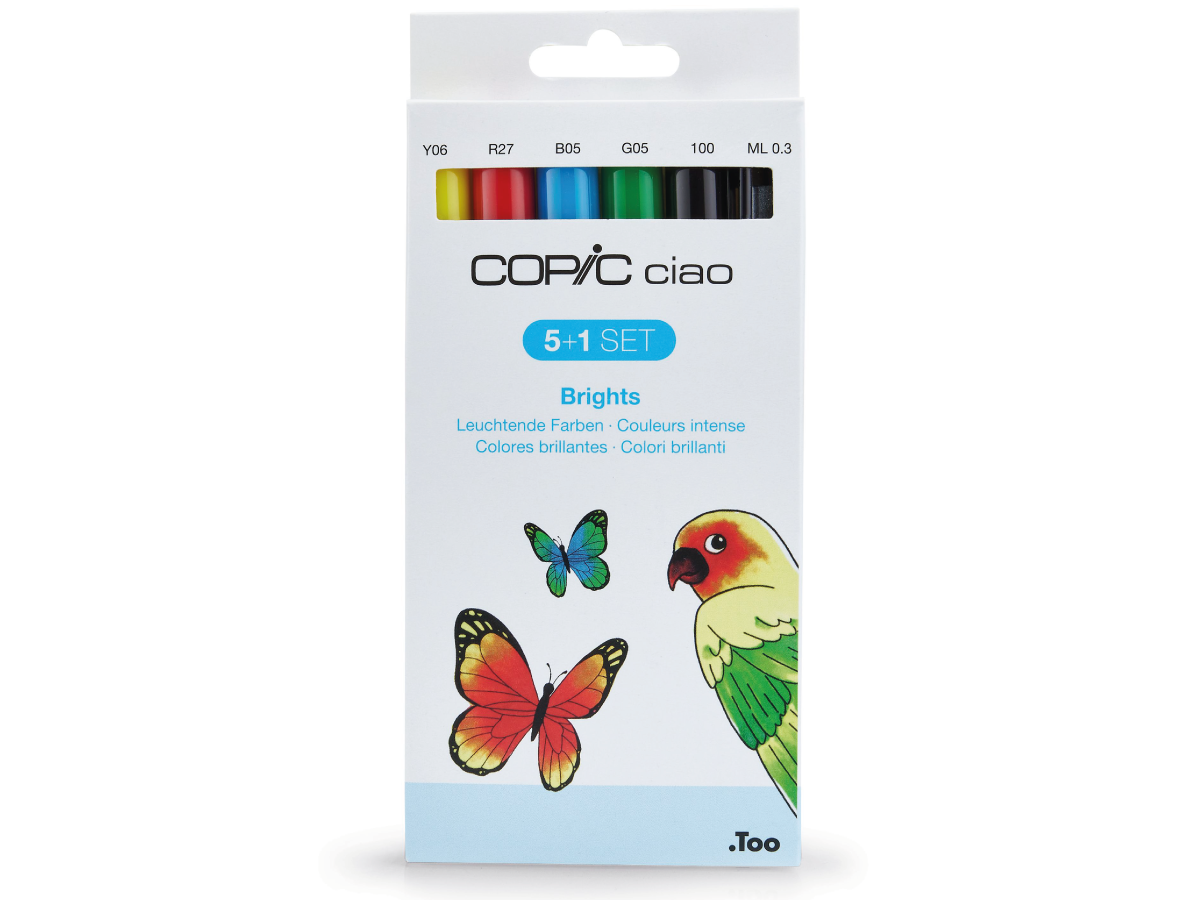COPIC CIAO SET 5+1 (MULTILINER) BRIGHT COLOURS SET 1