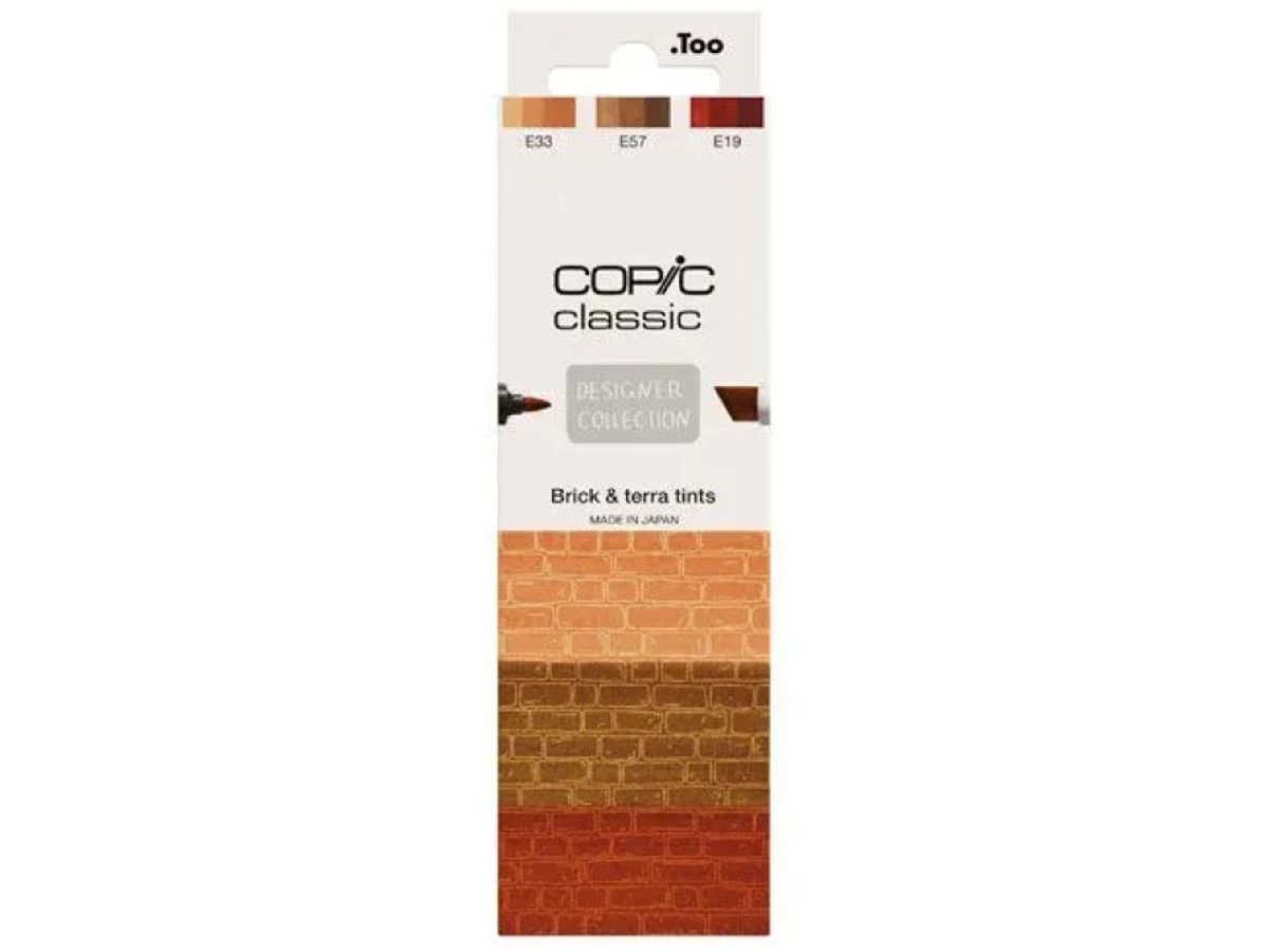 COPIC CLASSIC MARKER SET DESIGNER COLLECTION BRICK & TERRA TINTS 3X 1