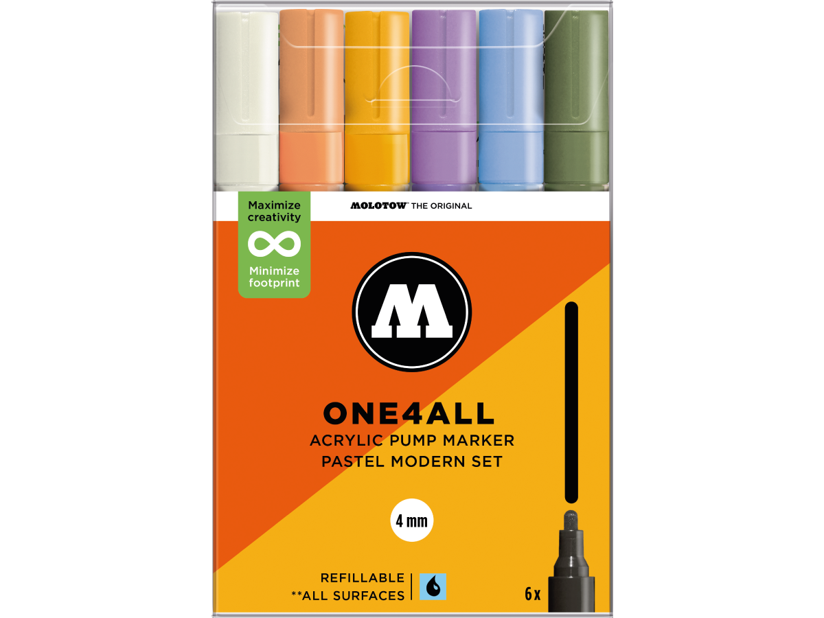 MOLOTOW ONE4ALL MARKERSET 227HS 4MM PASTEL MODERN 6X 1