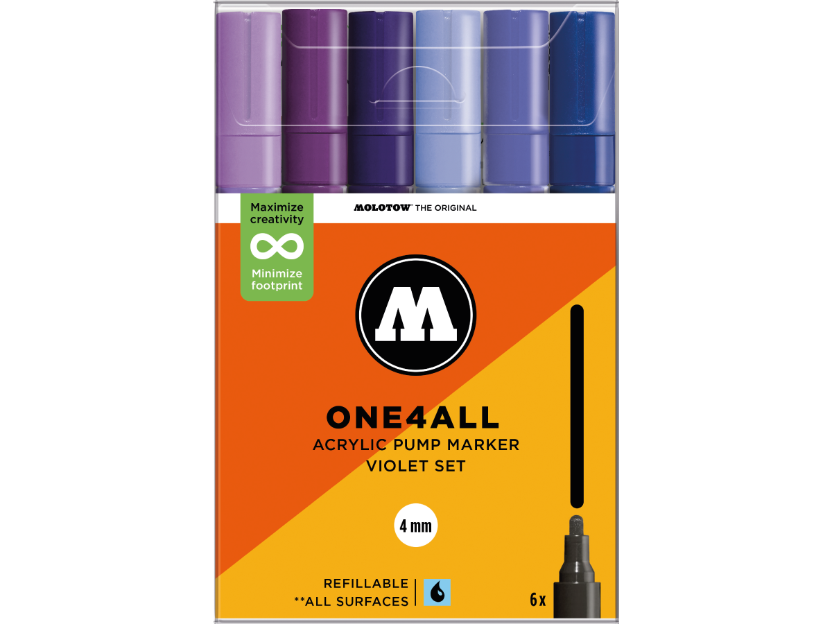 MOLOTOW ONE4ALL MARKERSET 227HS 4MM VIOLET 6X 1