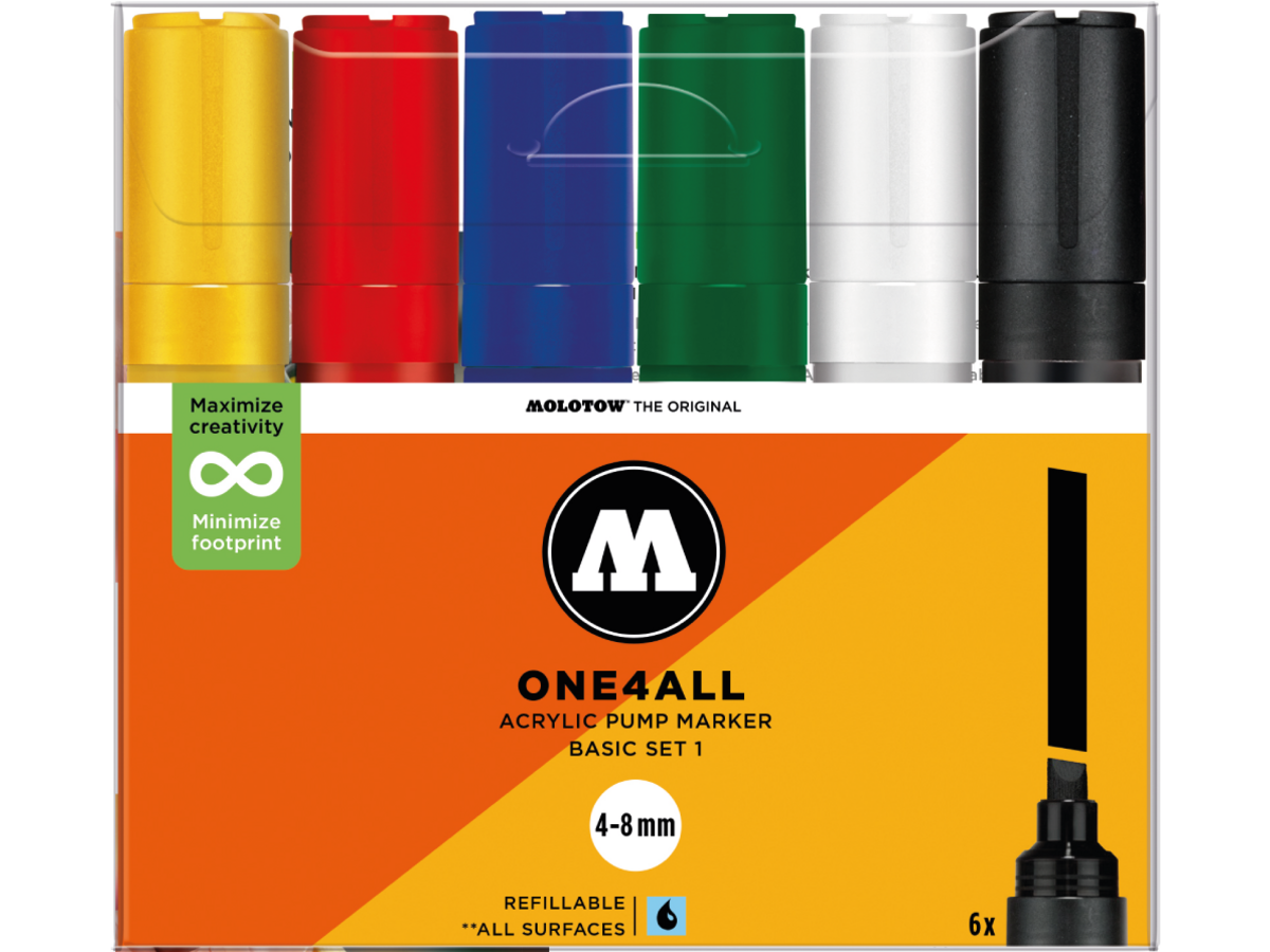MOLOTOW ONE4ALL MARKERSET 327HS 4-8MM BASIC 1 6X 1