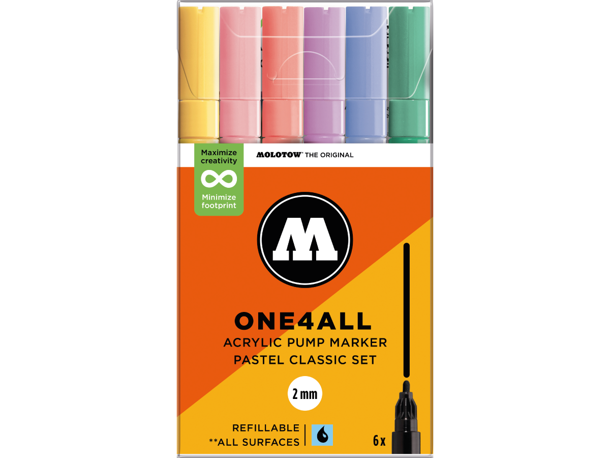MOLOTOW ONE4ALL MARKERSET 127HS 2MM PASTEL CLASSIC 6X 1
