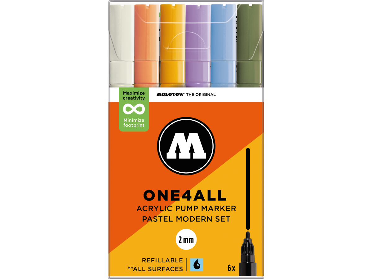 MOLOTOW ONE4ALL MARKERSET 127HS 2MM PASTEL MODERN 6STUKS 1