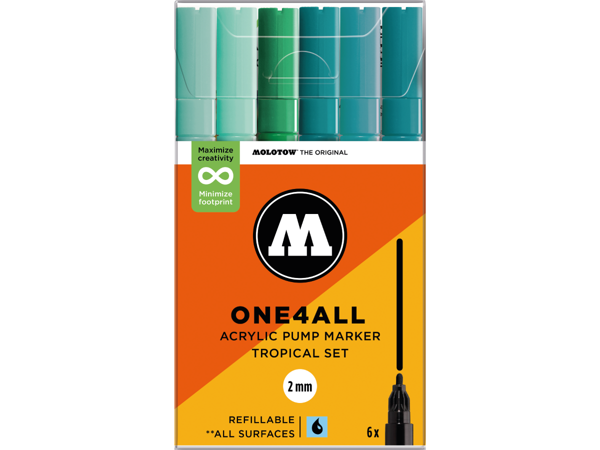 MOLOTOW ONE4ALL MARKERSET 127HS 2MM TROPICAL 6X 1