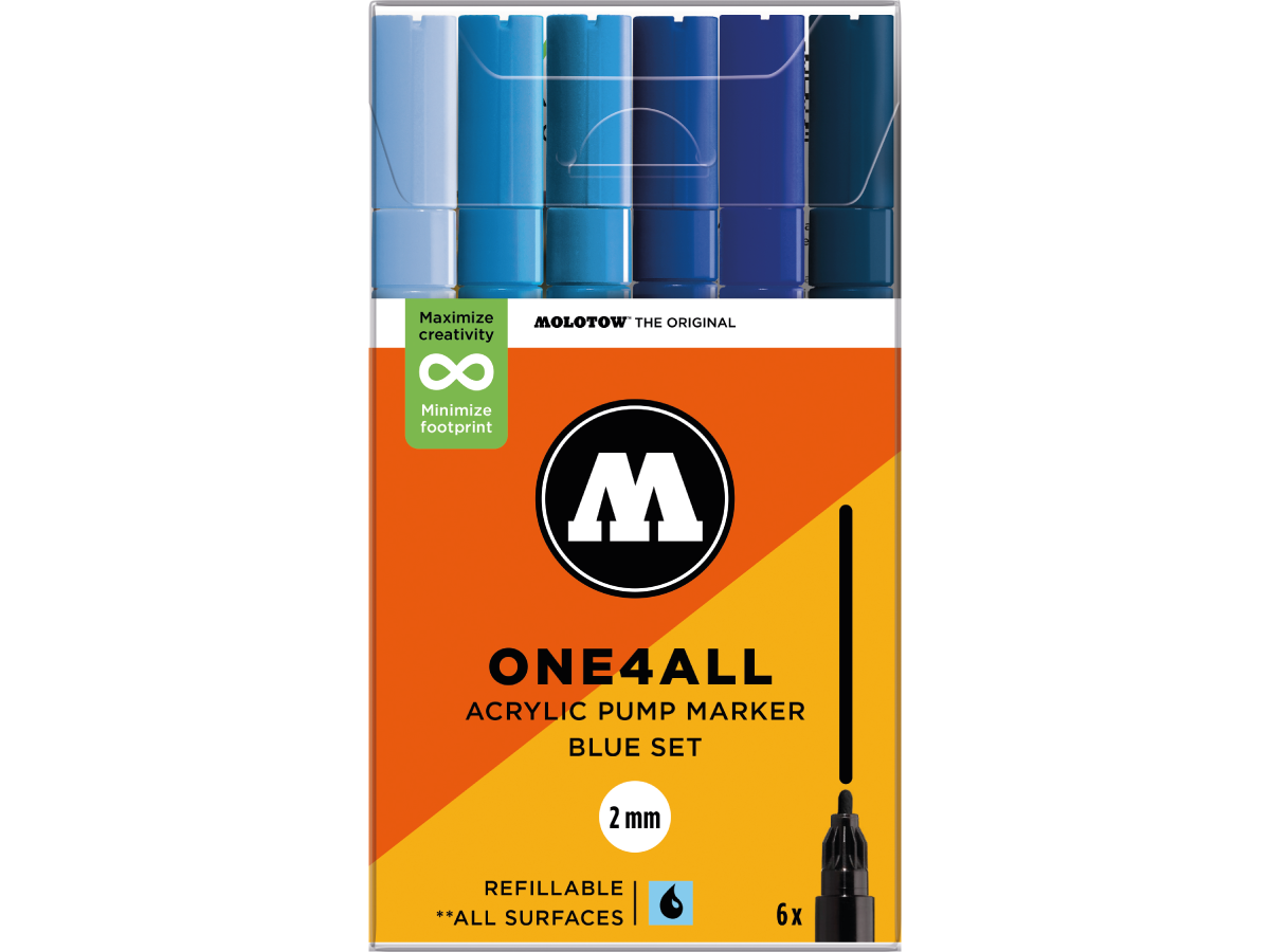 MOLOTOW ONE4ALL MARKERSET 127HS 2MM BLUE 6X 1