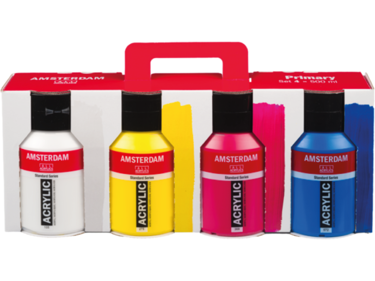 TALENS AMSTERDAM ACRYLFARBE SET PRIMÄRFARBEN  4 × 500 ML 1