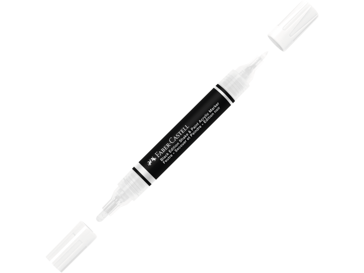 FABER-CASTELL SHAKE & PAINT BLACK EDITION  ACRYLIC MARKER WEISS 1
