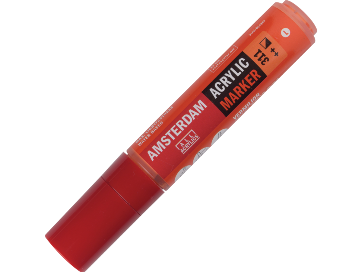 AMSTERDAM ACRYL MARKER 15MM KANTIG ZINNOBERROT 1