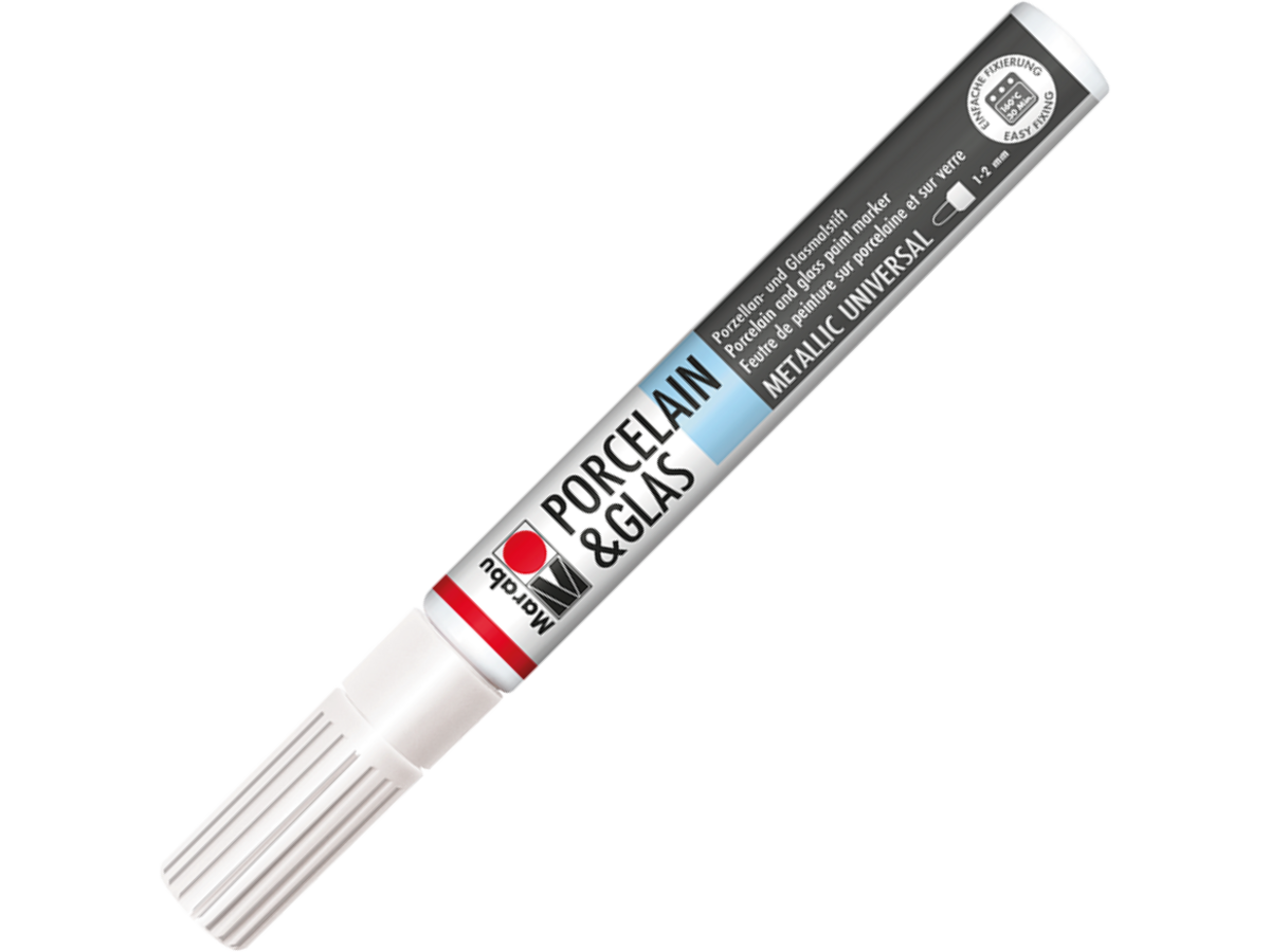 MARABU PORZELLAN + GLAS PAINTER 1-2MM 770 METALLIC-WEISS 1