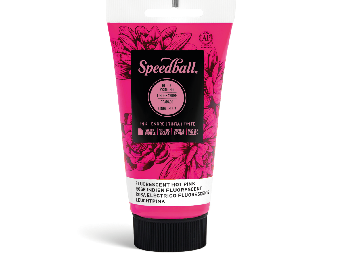 SPEEDBALL WATER-SOLUBLE BLOCKPRINTING INK 75ML LEUCHTPINK 1