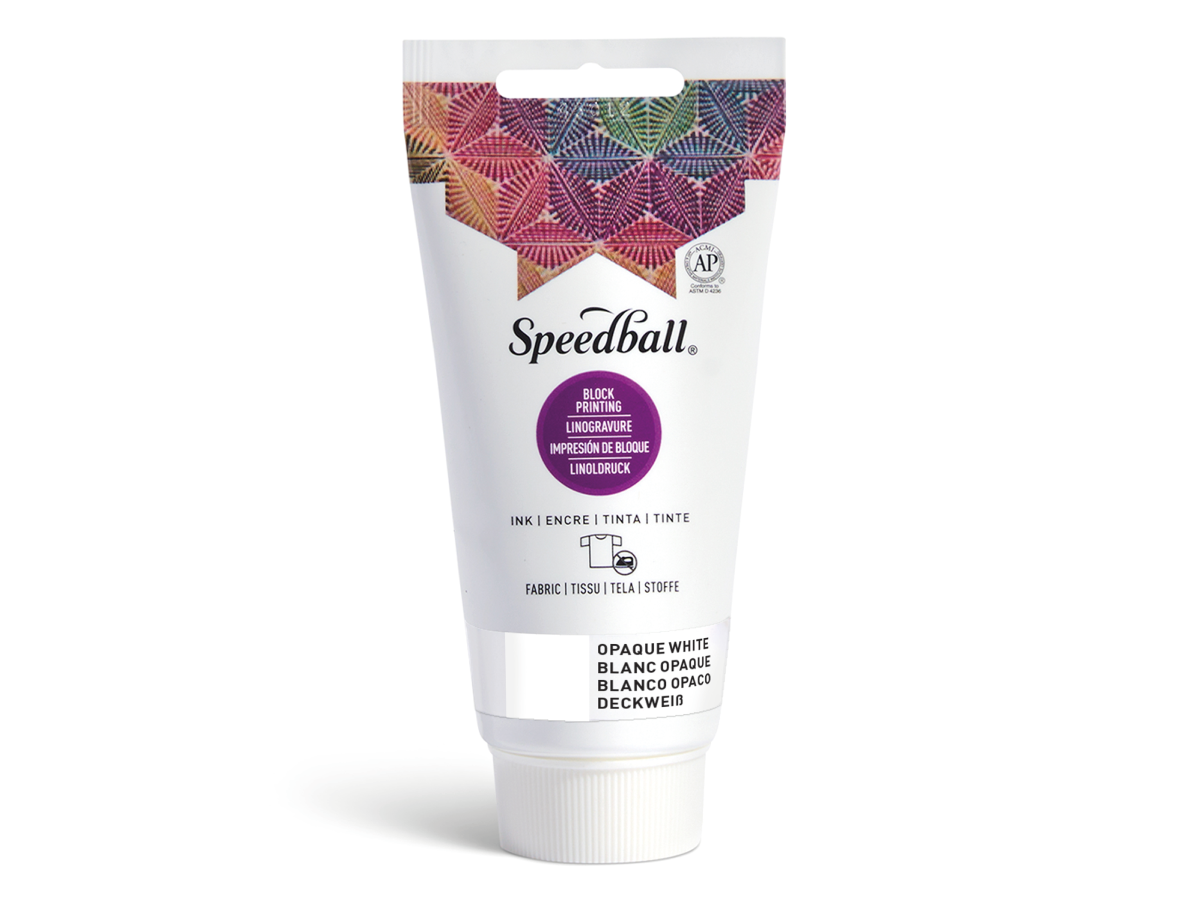 SPEEDBALL FABRIC BLOCKPRINTING INK 75ML OPAQUE WHITE 1