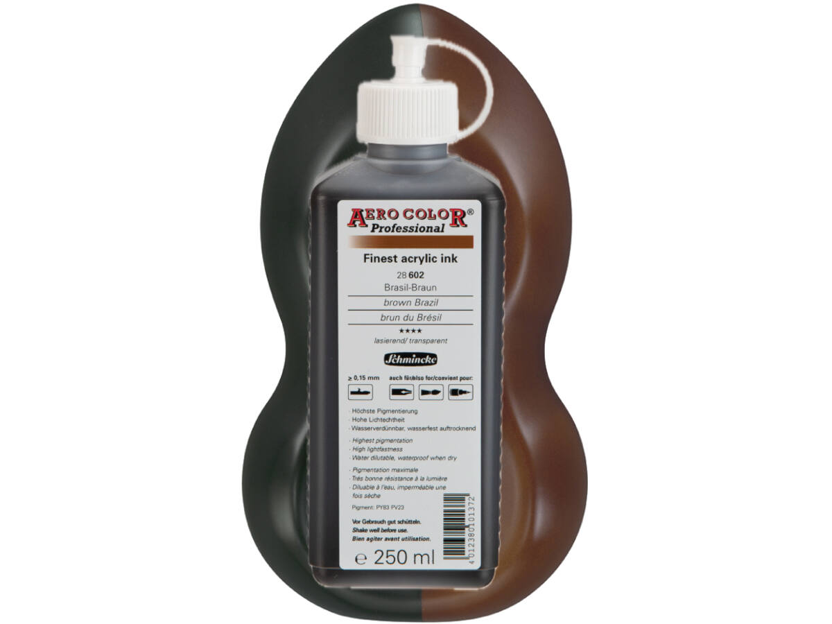 SCHMINCKE AERO COLOR ACRYLIC INK 250ML 602 BRASIL BRAUN 1
