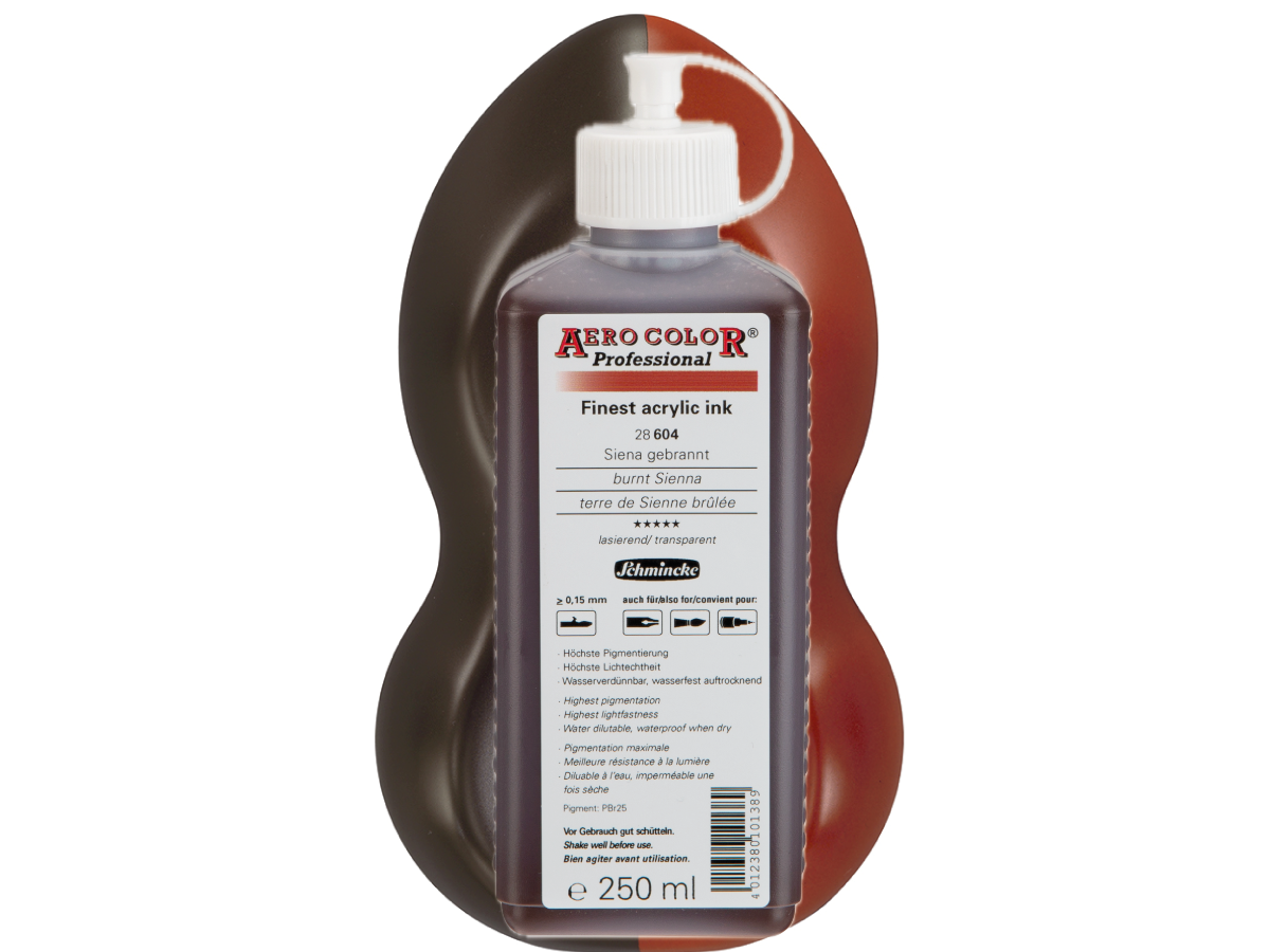 SCHMINCKE AERO COLOR ACRYLIC INK 250ML 604 SIENA GEBRANNT 1