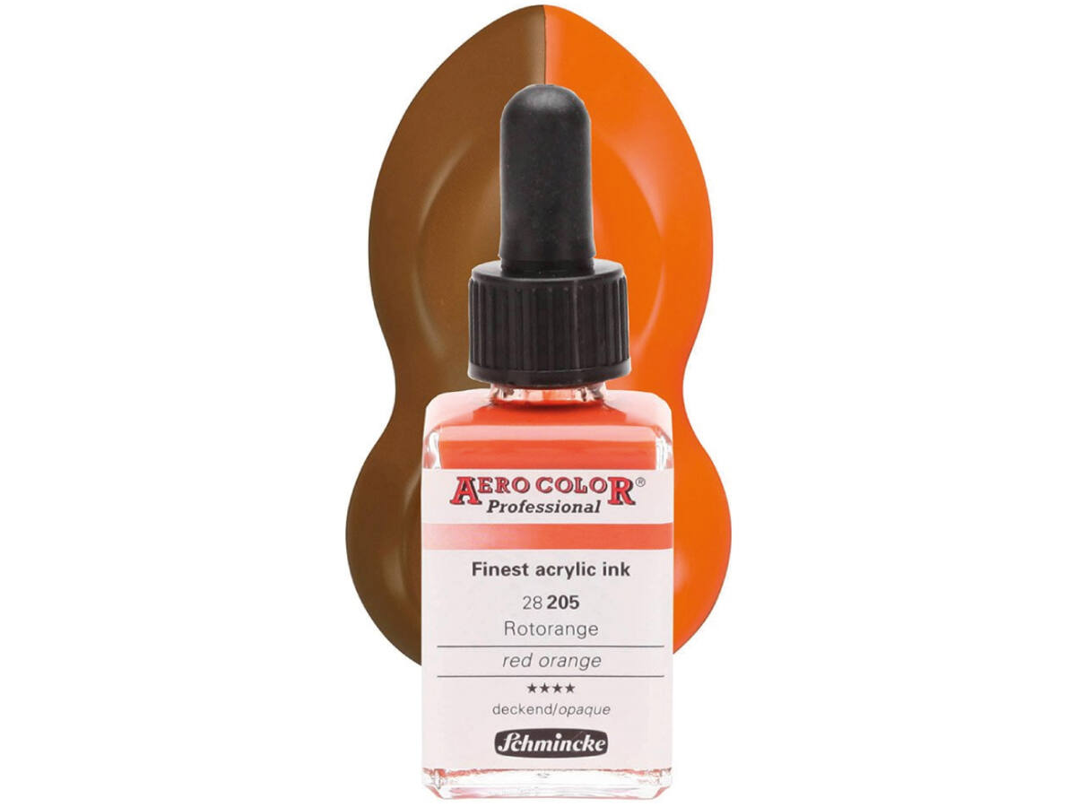 SCHMINCKE AERO COLOR ACRYLIC INK 28ML 205 ROTORANGE 1