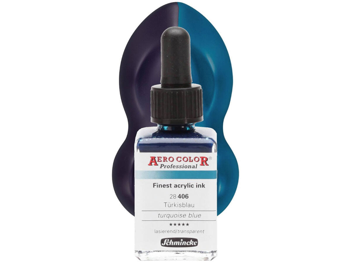 SCHMINCKE AERO COLOR ACRYLIC INK 28ML 406 TURKISBLAU 1
