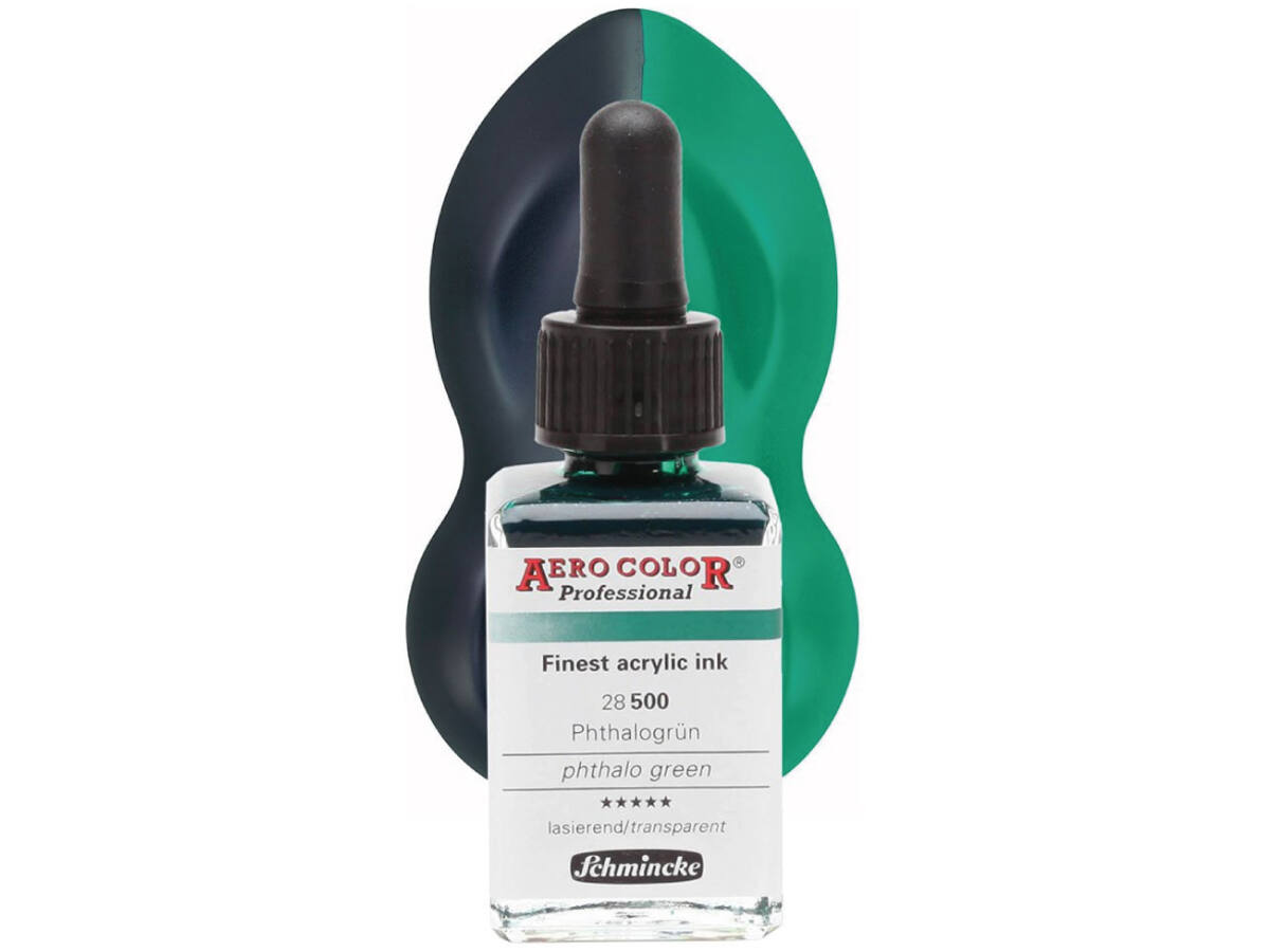 SCHMINCKE AERO COLOR ACRYLIC INK 28ML 500 PHTHALOGRUN 1