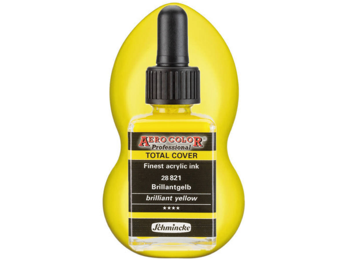 SCHMINCKE AERO COLOR ACRYLIC INK TOTAL COVER 28ML 28821 BRILLANT YELLOW 1