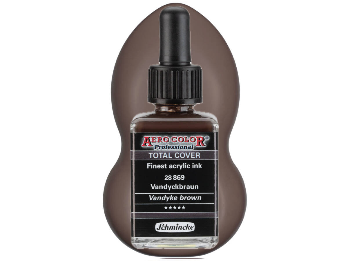 SCHMINCKE AERO COLOR ACRYLIC INK TOTAL COVER 28ML 28869 VANDYKE BROWN 1