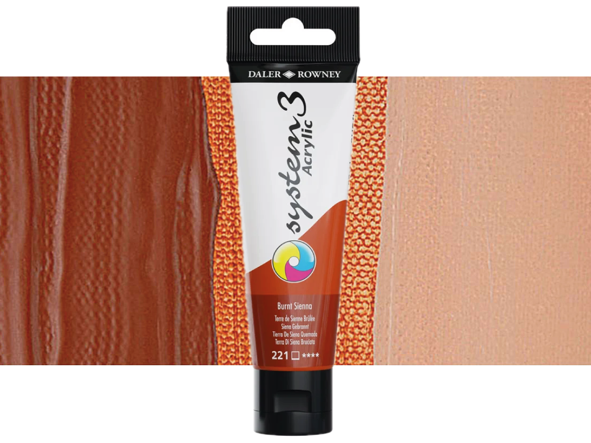 DALER ROWNEY SYSTEM 3 ACRYL 150ML 221 BURNT SIENNA 1