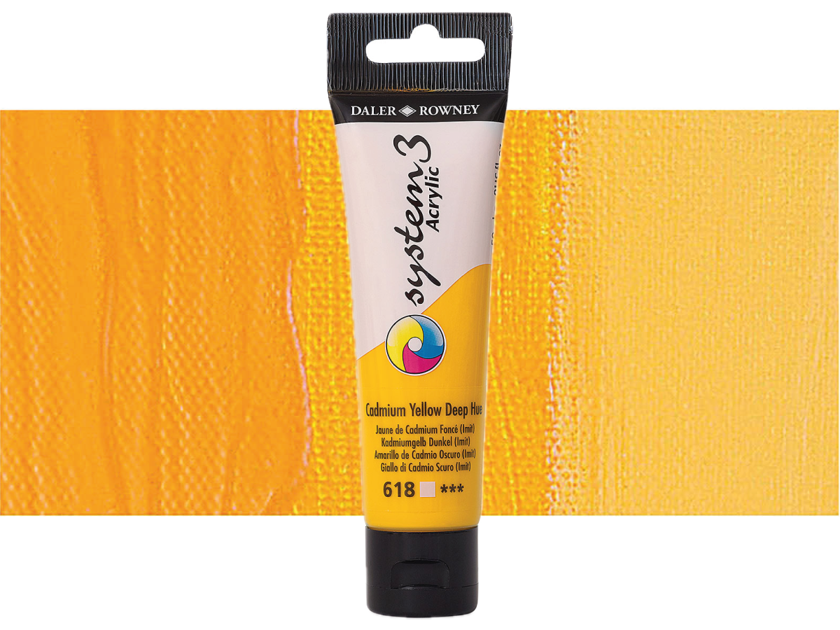 DALER ROWNEY SYSTEM 3 ACRYL 150ML 618 CADMIUM YELLOW DEEP HUE 1