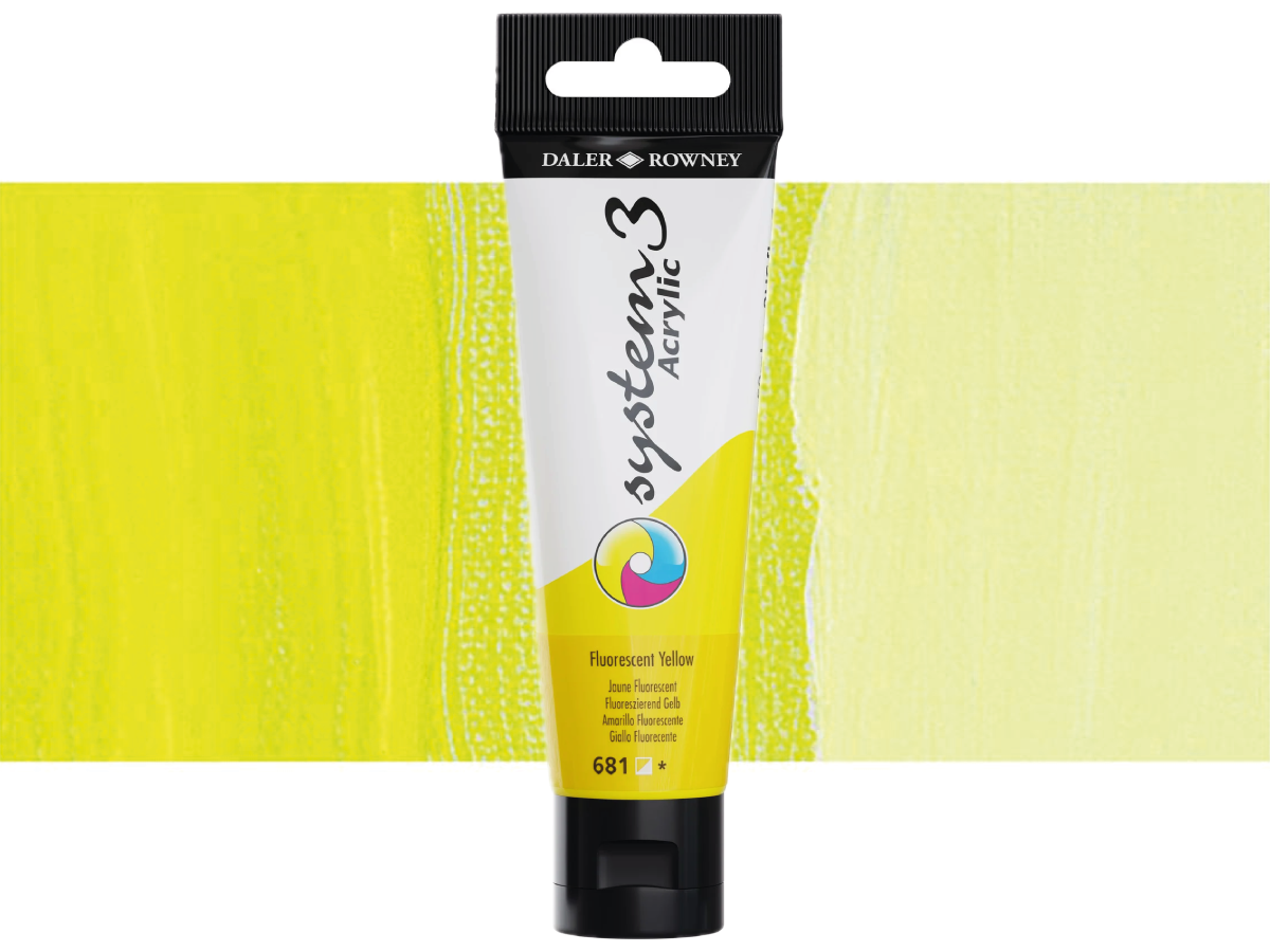 DALER ROWNEY SYSTEM 3 ACRYL 150ML 681 FLUORESCENT YELLOW 1