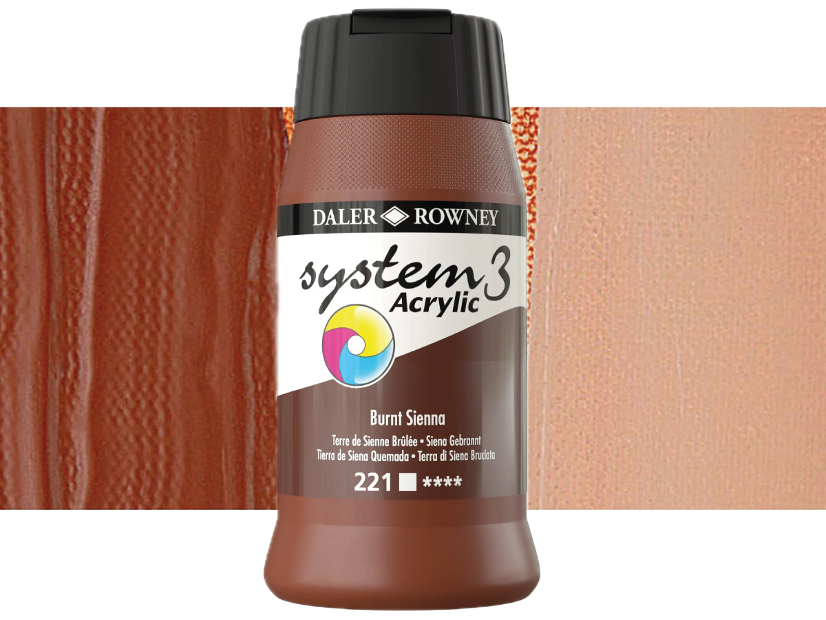 ROWNEY SYSTEM 3 ACRYL 500ML 221 S1 BURNT SIENNA 1