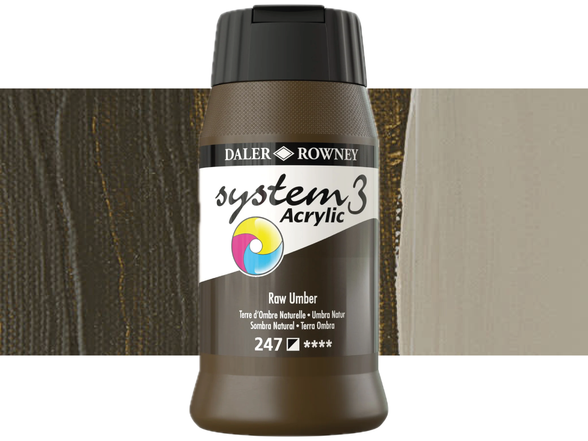 DALER ROWNEY SYSTEM 3 ACRYL 500ML 247 RAW UMBER 1