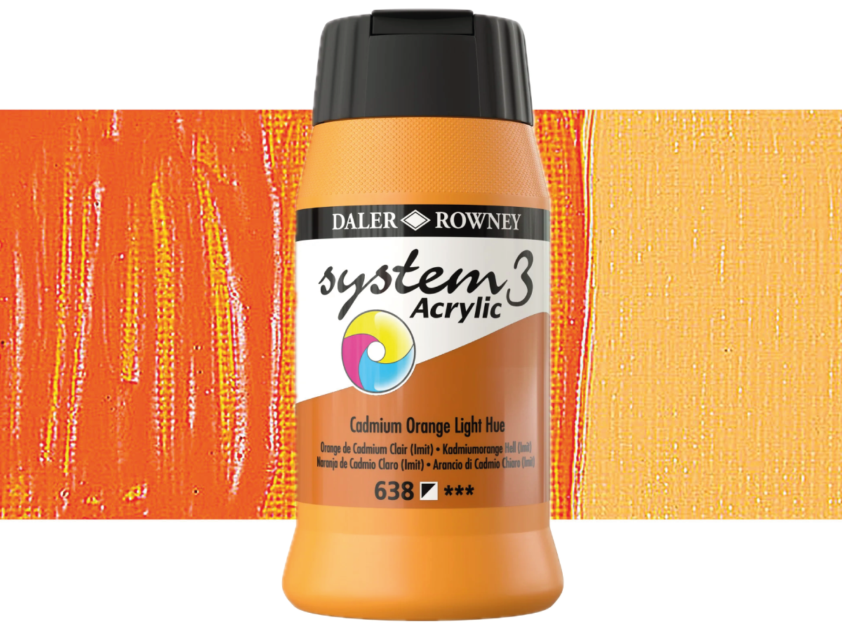 DALER ROWNEY SYSTEM 3 ACRYL 500ML 638 CADMIUM ORANGE LIGHT HUE 1