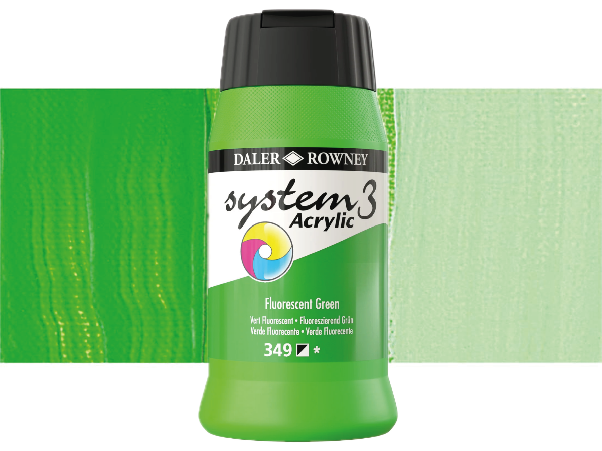 DALER ROWNEY SYSTEM 3 ACRYL 500ML 349 FLUORESCENT GREEN 1